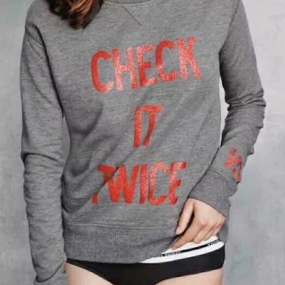 Victoria’s Secret “Check it Twice” Sweatshirt - Size Small - Picture 1 of 8